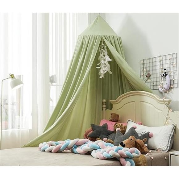 Bed Canopy for Girls, Round Dome Canopy Curtains Room Decoration Princess Castle - Picture 8 of 8